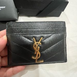 YSL Monogram Card Case in Grained Leather